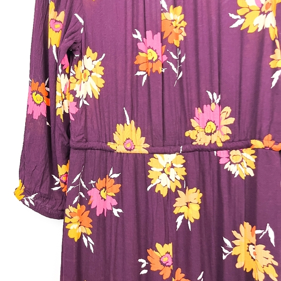 NWT Gap Purple & Yellow Floral Long Sleeve Maxi Dress - Picture 10 of 11